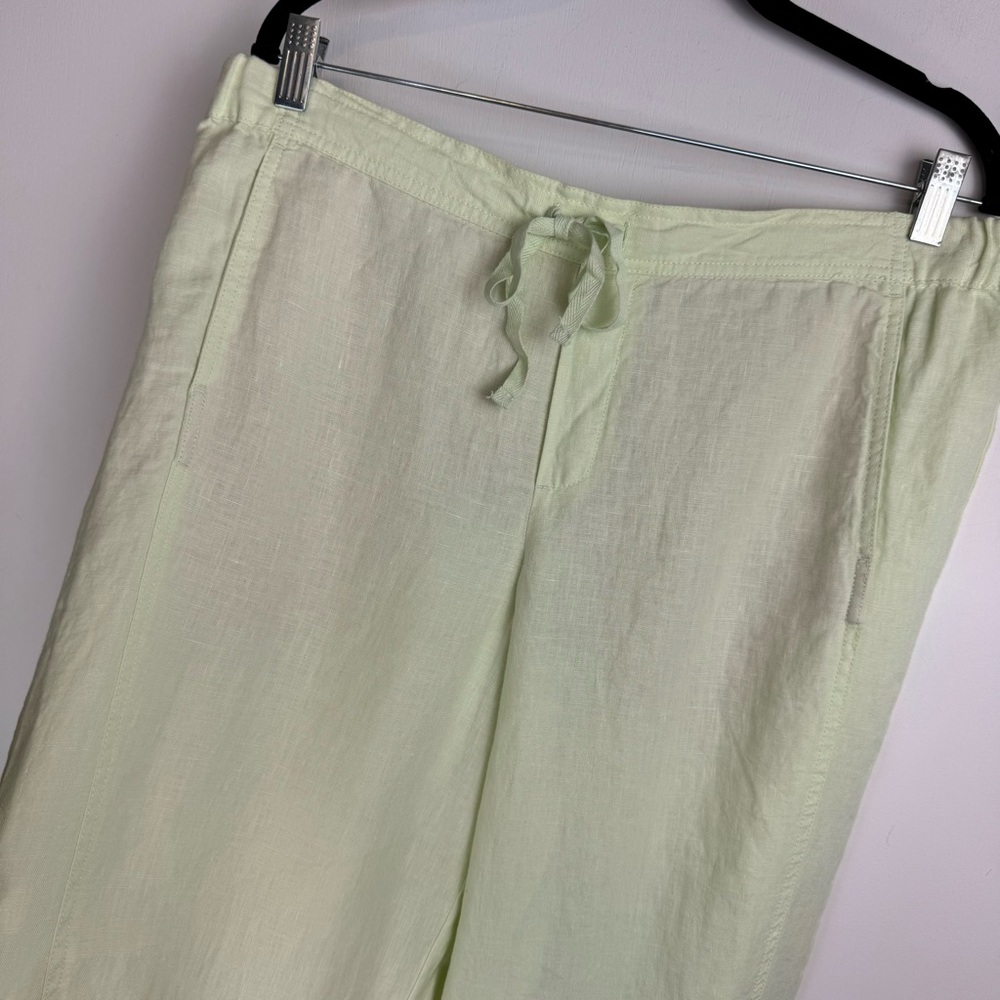 NWT J.Jill Love Linen Relaxed Pants Sz Large Lemon Lime Cuffed Hem - Picture 4 of 13